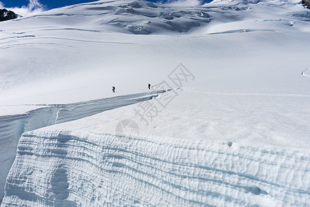 新西兰群人新西兰山脉的雪地里行走图片