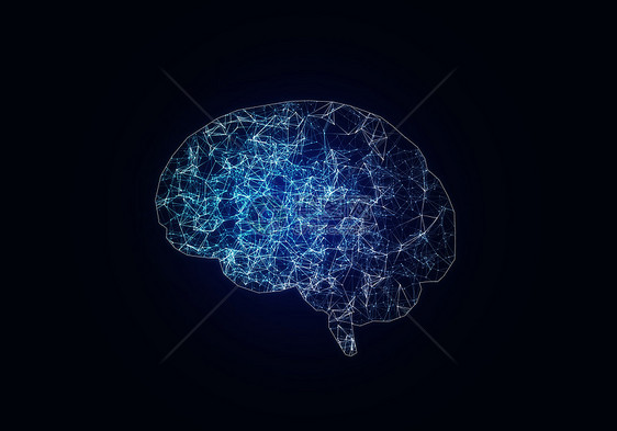 数字人脑暗背景下的数字蓝格大脑图片