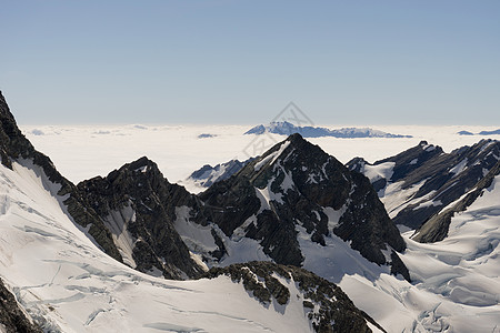 雪山山景雪,蓝天清澈图片