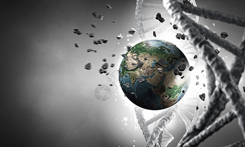 DNA分子研究科学背景图像与DNA分子三维插图这幅图像的元素由美国宇航局提供的图片