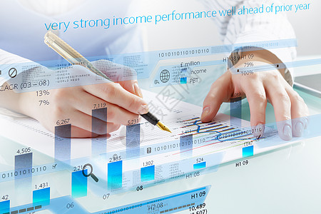 财务分析预测商人用钢笔数字商业信息笔手写图片