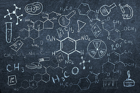 套化学草图背景图像与化学课图纸黑板上图片