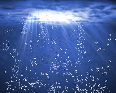 用气泡说明水下的蓝海图片