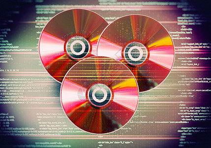 光盘收集红色数字背景上的CD光盘图片