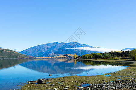 风景如画新西兰阿尔卑斯山湖泊的自然景观图片