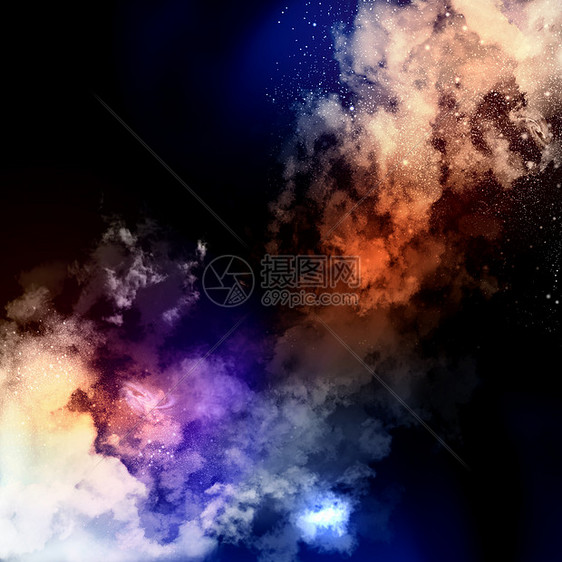 宇宙云雾明亮的彩色背景上的宇宙雾云图片