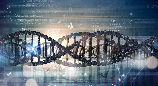 DNA分子数字蓝色图像的DNA分子技术背景图片