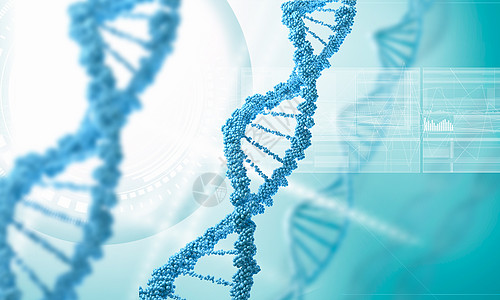 数字化DNA分子蓝色背景下DNA分子的生物化学背景