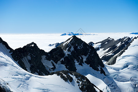 雪山山景雪,蓝天清澈图片