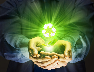生态绿色萌芽人类手中回收的想法图片