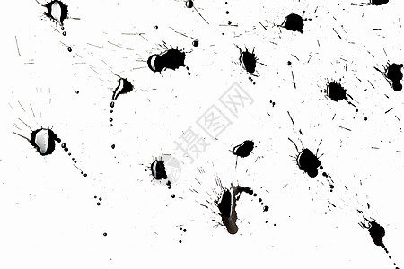 抽象的黑色飞溅白色背景上黑色油漆飞溅的抽象图像背景图片