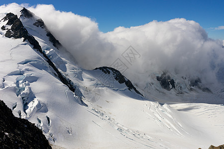 雪山峰山景雪,蓝天清澈图片