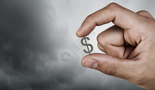 手指的金钱象征微小的美元货币符号手指保持图片