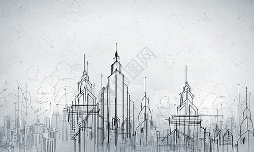 建筑项目背景图像与城市建设草图白色背景上图片