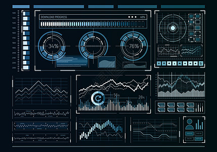 人类用户业务信息图图标的未来主义用户界图片