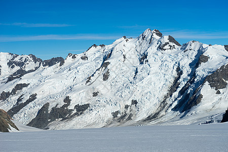 雪山自然的山景,雪晴朗的蓝天图片