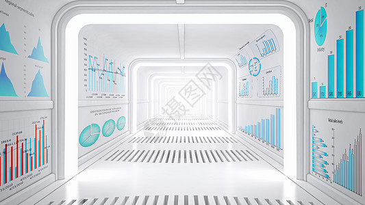 互联网技术商业理念未来主义的三维内部视图与信息元素图片