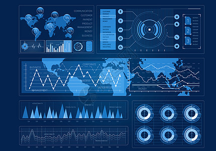 人类用户业务信息图图标的未来主义用户界图片