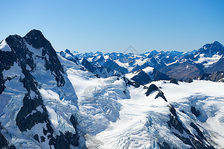 雪山山景雪,蓝天清澈图片