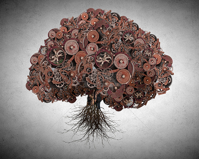 齿轮元件树由齿轮制成的树的生长