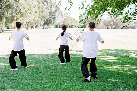 人们公园练泰拳人们夏天公园练泰拳背景图片