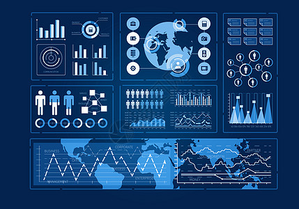 人类用户业务信息图图标的未来主义用户界图片