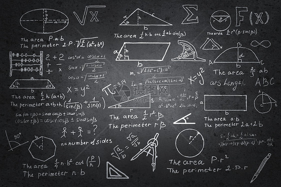 黑板上的数学草图背景图像与科学图纸黑板上图片