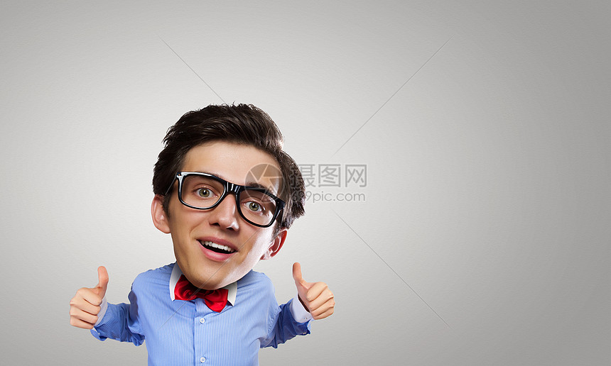大脑袋的人轻趣的男人大脑袋竖大拇指
