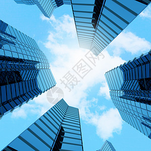 高楼大厦现代摩天大楼的底部视图商业区图片