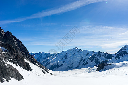 雪山山景雪,蓝天清澈图片