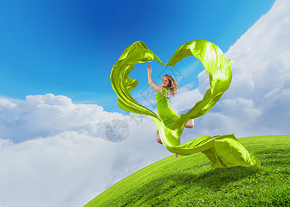 来自法布里克的女舞者绿色心脏象征女舞者心脏象征图片