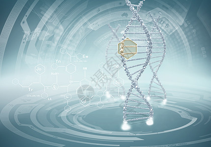 DNA分子蓝色背景下DNA分子的生物化学图片