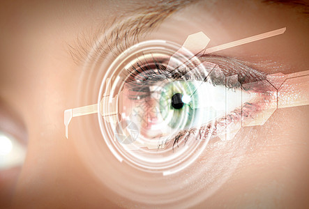 数码眼用圆圈符号表示的眼睛观察数字信息图片