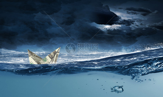 美元船水里用美元钞票水里沉没的船图片