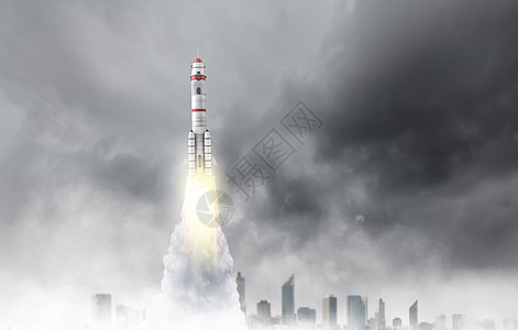 火箭太空飞船用蓝天上高高飞图片
