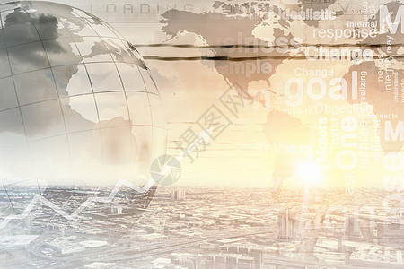 全球互动图像与全球金融图表图片