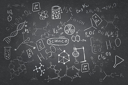 套化学草图背景图像与化学课图纸黑板上背景图片