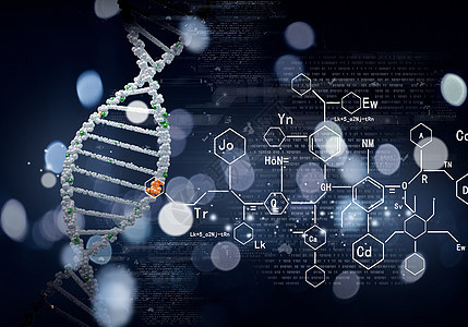 DNA分子蓝色背景下DNA分子的生物化学图片