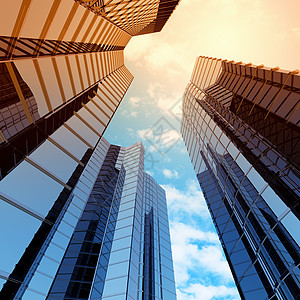 高楼大厦现代摩天大楼的底部视图商业区背景图片