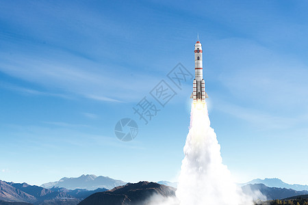 火箭太空飞船用蓝天上高高飞图片