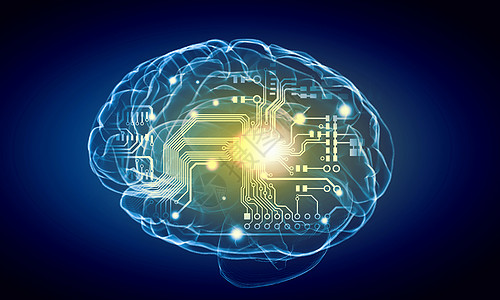 人类的头脑蓝色背景下人脑的科学图像图片