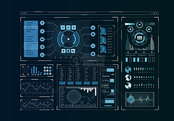 人类用户业务信息图图标的未来主义用户界图片