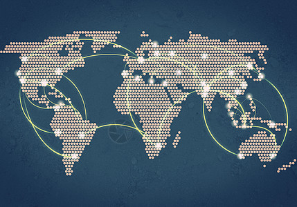蓝色地球地图全球互动背景图像与世界连接线背景
