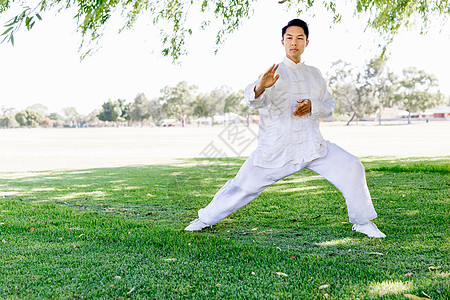 男人练太极练泰国气的帅哥夏天公园里练泰拳的帅哥背景