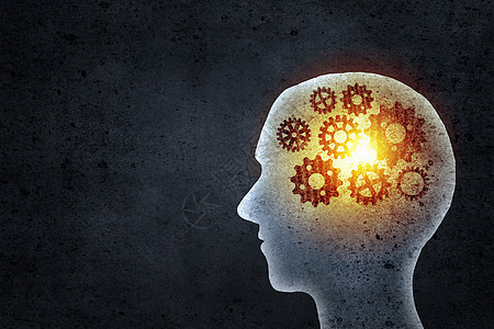 思维机制用齿轮代替大脑的人头轮廓图片
