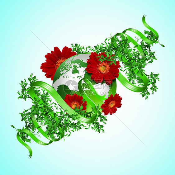 以植物为环境保护标志的绿色地球图片