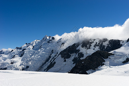 雪山山景雪,蓝天清澈背景图片