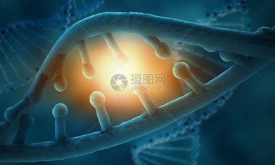 DNA分子蓝色背景下DNA分子的生物化学图片