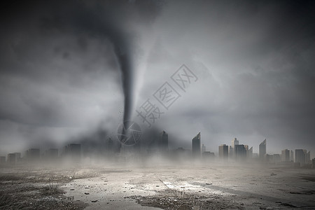 巨大龙卷风扭曲城市上方的形象图片