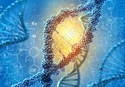 DNA分子图像蓝色背景下DNA分子的生物化学科学图片